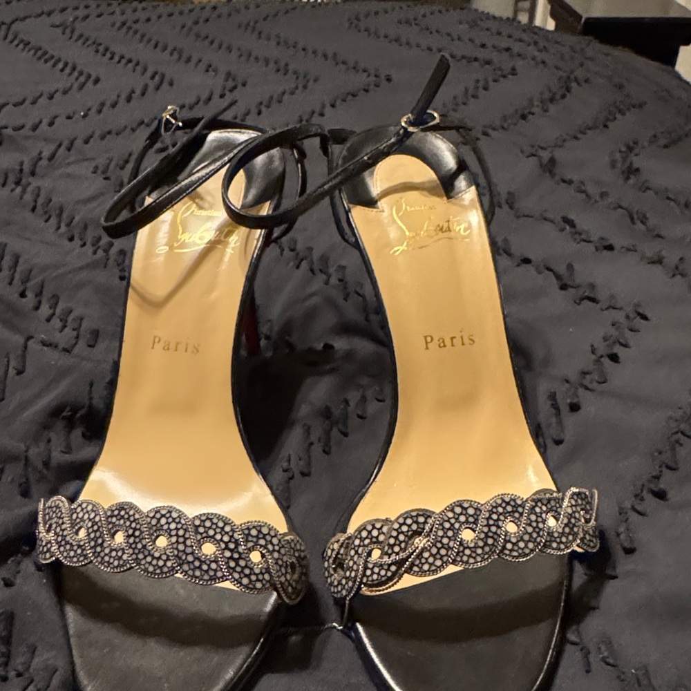 Christian Louboutin Black and Gold Heels